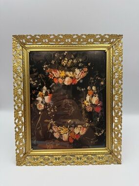 Vintage Gold Colored Ornate Metal Picture Frame Desktop Only